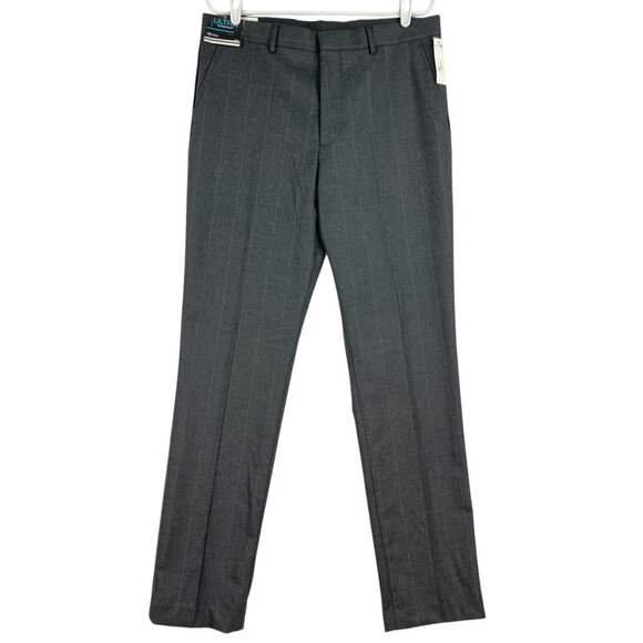 J Ferrar Men's Slim Fit Charcoal Stripe Ultra Comfort Trousers 34x34 NWT $100.00 - Picture 1 of 13
